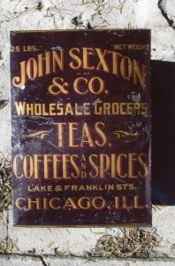 John Sexton & Co. 25 lb. tin, "Teas, Coffees & Spices"